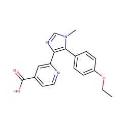 CCOc1ccc(-c2c(-c3cc(C(=O)O)ccn3)ncn2C)cc1 ZINC000225938296