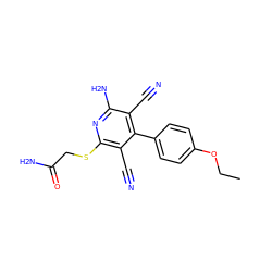 CCOc1ccc(-c2c(C#N)c(N)nc(SCC(N)=O)c2C#N)cc1 ZINC000104238725