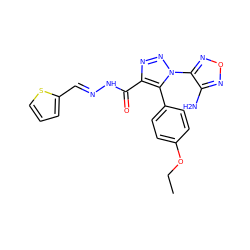 CCOc1ccc(-c2c(C(=O)N/N=C/c3cccs3)nnn2-c2nonc2N)cc1 ZINC000009331302