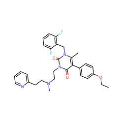 CCOc1ccc(-c2c(C)n(Cc3c(F)cccc3F)c(=O)n(CCN(C)CCc3ccccn3)c2=O)cc1 ZINC000028257151