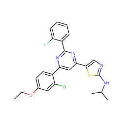 CCOc1ccc(-c2cc(-c3cnc(NC(C)C)s3)nc(-c3ccccc3F)n2)c(Cl)c1 ZINC000084672121