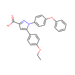 CCOc1ccc(-c2cc(C(=O)O)nn2-c2ccc(Oc3ccccc3)cc2)cc1 ZINC000653849874