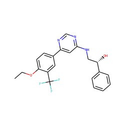 CCOc1ccc(-c2cc(NC[C@H](O)c3ccccc3)ncn2)cc1C(F)(F)F ZINC000103260546