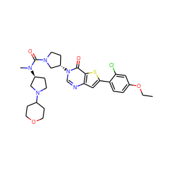 CCOc1ccc(-c2cc3ncn([C@H]4CCN(C(=O)N(C)[C@H]5CCN(C6CCOCC6)C5)C4)c(=O)c3s2)c(Cl)c1 ZINC000028818569