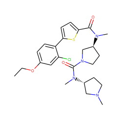CCOc1ccc(-c2ccc(C(=O)N(C)[C@H]3CCN(C(=O)N(C)[C@@H]4CCN(C)C4)C3)s2)c(Cl)c1 ZINC000013981373