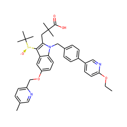 CCOc1ccc(-c2ccc(Cn3c(CC(C)(C)C(=O)O)c([S@@+]([O-])C(C)(C)C)c4cc(OCc5ccc(C)cn5)ccc43)cc2)cn1 ZINC000082137904