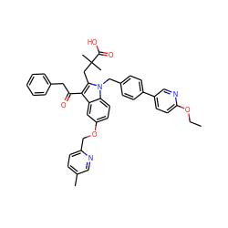CCOc1ccc(-c2ccc(Cn3c(CC(C)(C)C(=O)O)c(C(=O)Cc4ccccc4)c4cc(OCc5ccc(C)cn5)ccc43)cc2)cn1 ZINC000082138043