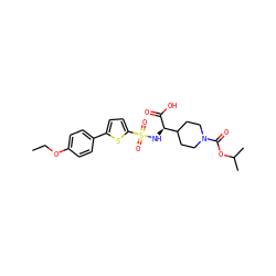 CCOc1ccc(-c2ccc(S(=O)(=O)N[C@@H](C(=O)O)C3CCN(C(=O)OC(C)C)CC3)s2)cc1 ZINC000039193938