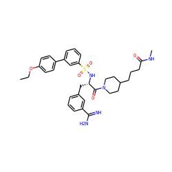 CCOc1ccc(-c2cccc(S(=O)(=O)N[C@@H](Cc3cccc(C(=N)N)c3)C(=O)N3CCC(CCCC(=O)NC)CC3)c2)cc1 ZINC000096175785