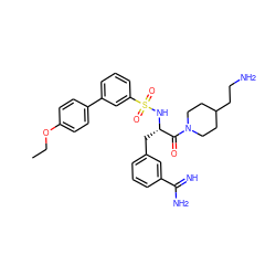 CCOc1ccc(-c2cccc(S(=O)(=O)N[C@@H](Cc3cccc(C(=N)N)c3)C(=O)N3CCC(CCN)CC3)c2)cc1 ZINC000042877199