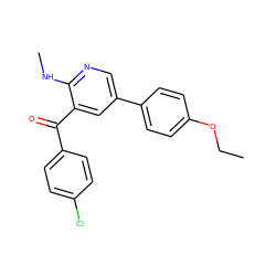 CCOc1ccc(-c2cnc(NC)c(C(=O)c3ccc(Cl)cc3)c2)cc1 ZINC000096285669