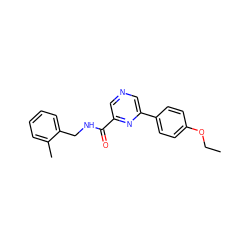 CCOc1ccc(-c2cncc(C(=O)NCc3ccccc3C)n2)cc1 ZINC000064448241