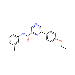 CCOc1ccc(-c2cncc(C(=O)Nc3cccc(C)c3)n2)cc1 ZINC000064393149