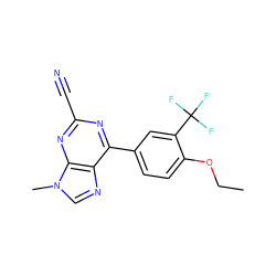 CCOc1ccc(-c2nc(C#N)nc3c2ncn3C)cc1C(F)(F)F ZINC001772603319