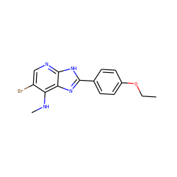 CCOc1ccc(-c2nc3c(NC)c(Br)cnc3[nH]2)cc1 ZINC000084597048