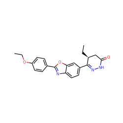 CCOc1ccc(-c2nc3ccc(C4=NNC(=O)C[C@@H]4CC)cc3o2)cc1 ZINC000168619097