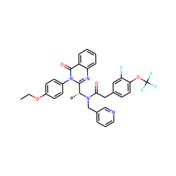 CCOc1ccc(-n2c([C@@H](C)N(Cc3cccnc3)C(=O)Cc3ccc(OC(F)(F)F)c(F)c3)nc3ccccc3c2=O)cc1 ZINC000049777526