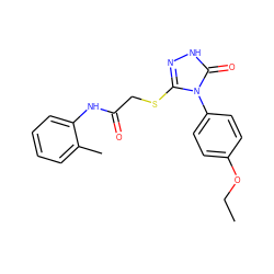 CCOc1ccc(-n2c(SCC(=O)Nc3ccccc3C)n[nH]c2=O)cc1 ZINC000008829617