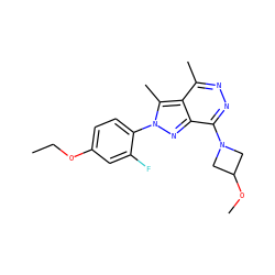 CCOc1ccc(-n2nc3c(N4CC(OC)C4)nnc(C)c3c2C)c(F)c1 ZINC000072108985
