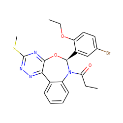 CCOc1ccc(Br)cc1[C@@H]1Oc2nc(SC)nnc2-c2ccccc2N1C(=O)CC ZINC000000684436