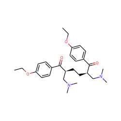 CCOc1ccc(C(=O)[C@@H](CC[C@H](CN(C)C)C(=O)c2ccc(OCC)cc2)CN(C)C)cc1 ZINC000008691051