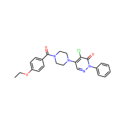 CCOc1ccc(C(=O)N2CCN(c3cnn(-c4ccccc4)c(=O)c3Cl)CC2)cc1 ZINC000009971942