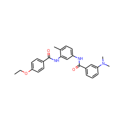 CCOc1ccc(C(=O)Nc2cc(NC(=O)c3cccc(N(C)C)c3)ccc2C)cc1 ZINC000028368896