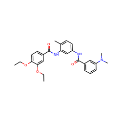 CCOc1ccc(C(=O)Nc2cc(NC(=O)c3cccc(N(C)C)c3)ccc2C)cc1OCC ZINC000028392530