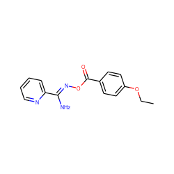 CCOc1ccc(C(=O)O/N=C(\N)c2ccccn2)cc1 ZINC000005673435