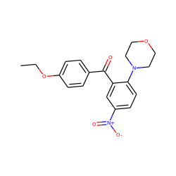 CCOc1ccc(C(=O)c2cc([N+](=O)[O-])ccc2N2CCOCC2)cc1 ZINC000004702176