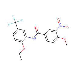 CCOc1ccc(C(F)(F)F)cc1NC(=O)c1ccc(OC)c([N+](=O)[O-])c1 ZINC000001059830