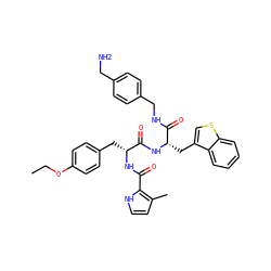 CCOc1ccc(C[C@@H](NC(=O)c2[nH]ccc2C)C(=O)N[C@@H](Cc2csc3ccccc23)C(=O)NCc2ccc(CN)cc2)cc1 ZINC000206149786