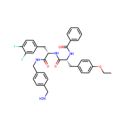 CCOc1ccc(C[C@@H](NC(=O)c2ccccc2)C(=O)N[C@@H](Cc2ccc(F)c(F)c2)C(=O)NCc2ccc(CN)cc2)cc1 ZINC000147352795