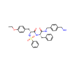 CCOc1ccc(C[C@@H](NS(=O)(=O)c2ccccc2)C(=O)N[C@@H](Cc2ccccc2)C(=O)NCc2ccc(CN)cc2)cc1 ZINC000206300361