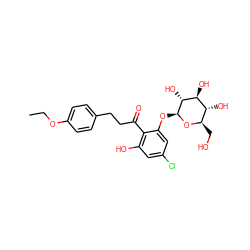 CCOc1ccc(CCC(=O)c2c(O)cc(Cl)cc2O[C@@H]2O[C@H](CO)[C@@H](O)[C@H](O)[C@H]2O)cc1 ZINC000028373373