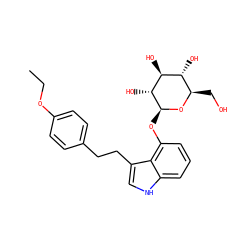 CCOc1ccc(CCc2c[nH]c3cccc(O[C@@H]4O[C@H](CO)[C@@H](O)[C@H](O)[C@H]4O)c23)cc1 ZINC000028572007