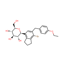 CCOc1ccc(Cc2cc([C@@H]3O[C@H](CO)[C@@H](O)[C@H](O)[C@H]3O)c3c(c2Br)CCC3)cc1 ZINC000206112222