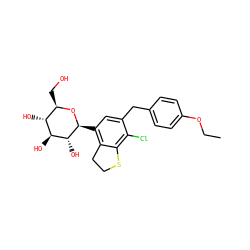 CCOc1ccc(Cc2cc([C@@H]3O[C@H](CO)[C@@H](O)[C@H](O)[C@H]3O)c3c(c2Cl)SCC3)cc1 ZINC000214221862