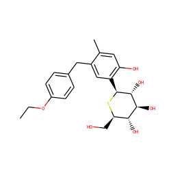 CCOc1ccc(Cc2cc([C@@H]3S[C@H](CO)[C@@H](O)[C@H](O)[C@H]3O)c(O)cc2C)cc1 ZINC000043131351