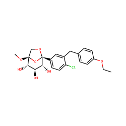 CCOc1ccc(Cc2cc([C@]34OC[C@](OC)(O3)[C@@H](O)[C@H](O)[C@H]4O)ccc2Cl)cc1 ZINC000219550478