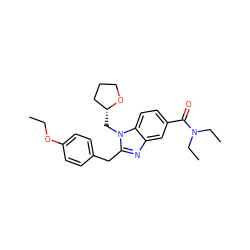 CCOc1ccc(Cc2nc3cc(C(=O)N(CC)CC)ccc3n2C[C@@H]2CCCO2)cc1 ZINC000003947704