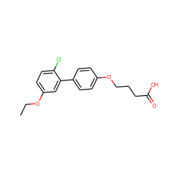 CCOc1ccc(Cl)c(-c2ccc(OCCCC(=O)O)cc2)c1 ZINC001772581663