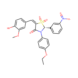 CCOc1ccc(N2C(=O)/C(=C\c3ccc(O)c(OC)c3)S(=O)(=O)[C@@H]2c2cccc([N+](=O)[O-])c2)cc1 ZINC000013523754