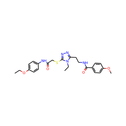 CCOc1ccc(NC(=O)CSc2nnc(CCNC(=O)c3ccc(OC)cc3)n2CC)cc1 ZINC000008828879