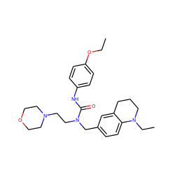 CCOc1ccc(NC(=O)N(CCN2CCOCC2)Cc2ccc3c(c2)CCCN3CC)cc1 ZINC000020731579