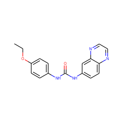 CCOc1ccc(NC(=O)Nc2ccc3nccnc3c2)cc1 ZINC000000303121