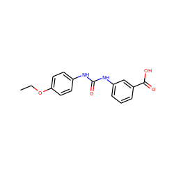 CCOc1ccc(NC(=O)Nc2cccc(C(=O)O)c2)cc1 ZINC000005873601