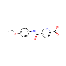 CCOc1ccc(NC(=O)c2ccc(C(=O)O)nc2)cc1 ZINC000000015250