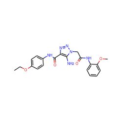 CCOc1ccc(NC(=O)c2nnn(CC(=O)Nc3ccccc3OC)c2N)cc1 ZINC000004035398