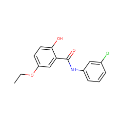 CCOc1ccc(O)c(C(=O)Nc2cccc(Cl)c2)c1 ZINC000473165175